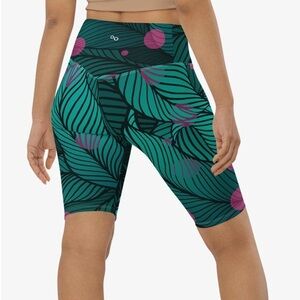 Loony Legs Biker Shorts "Fireflies" Green Pink printed